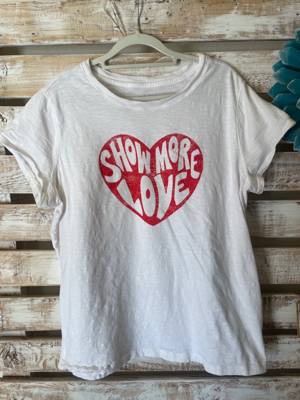 Universal Thread white short-sleeve crewneck graphic tee "Show More Love”